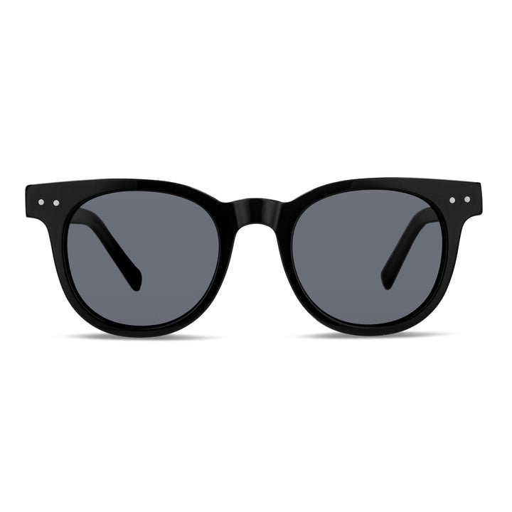 Lenses round larges polarized sun men women prescription front view Bonoboss #color_negro