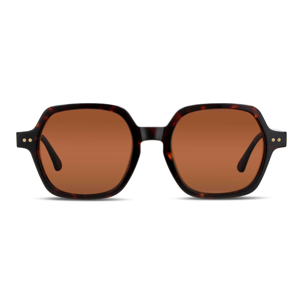 Sunglasses tortoise square with color lenses café polarized for men and women with or sin prescription optica Bonoboss #color_carey