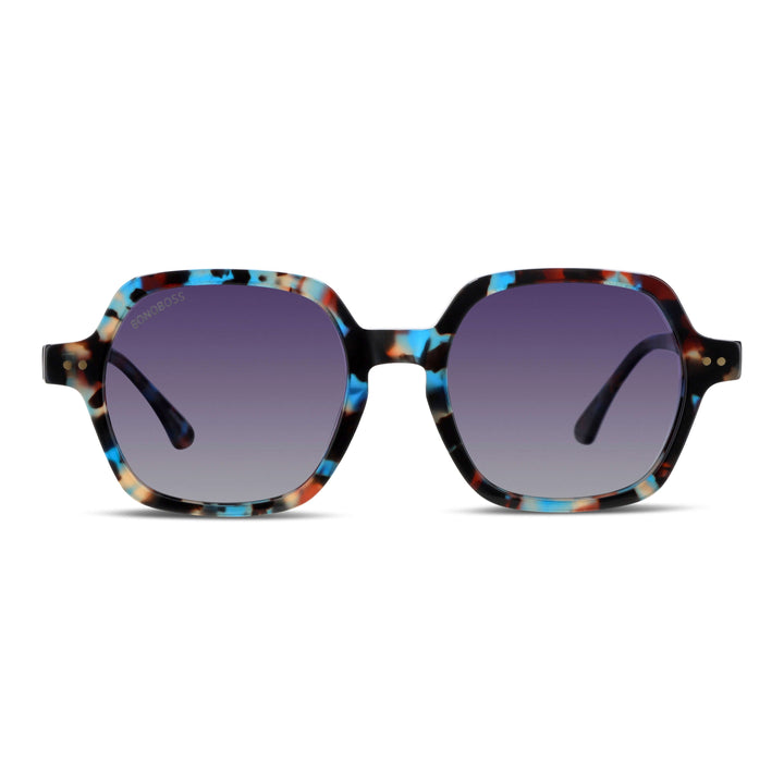 Sunglasses blue square with color lenses café polarized for men and women with or sin prescription optica Bonoboss #color_azul