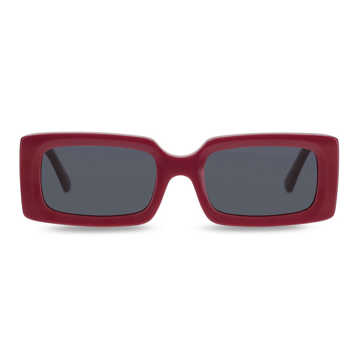 anteojos de sol rectangulares de acetato polarizados color rojo cristal negro para hombre y mujer #color_rojo