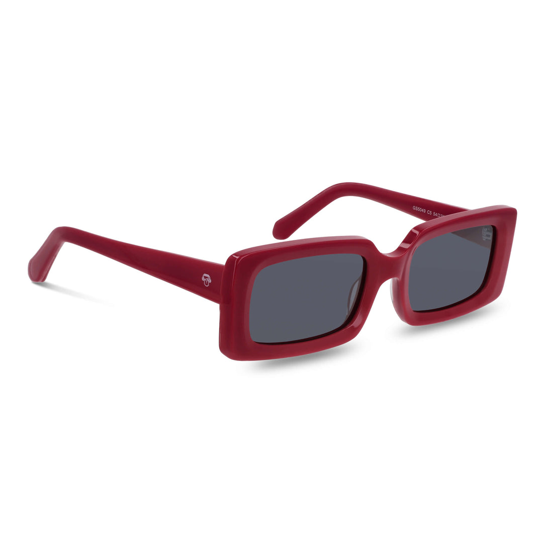 Sunglasses rectangular acetate polarized red cristal black for men and women Bonoboss #color_rojo