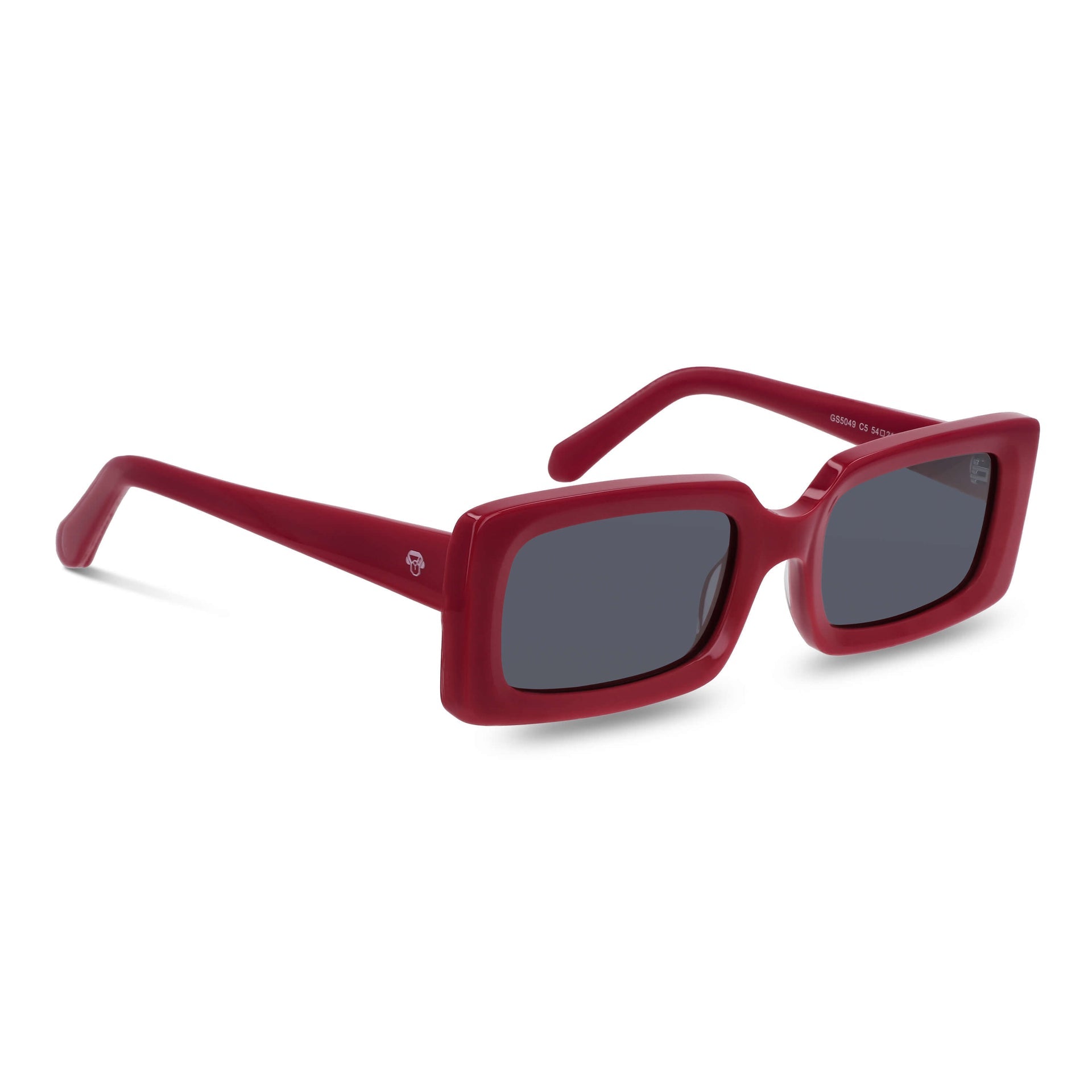 anteojos de sol rectangulares de acetato polarizados color rojo cristal negro para hombre y mujer #color_rojo