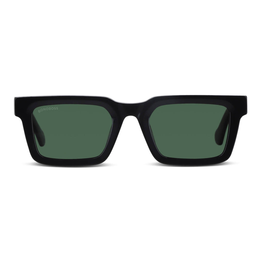 Sunglasses polarized for men and women rectangular black cristal g15 larges for round face Bonoboss #color_negro
