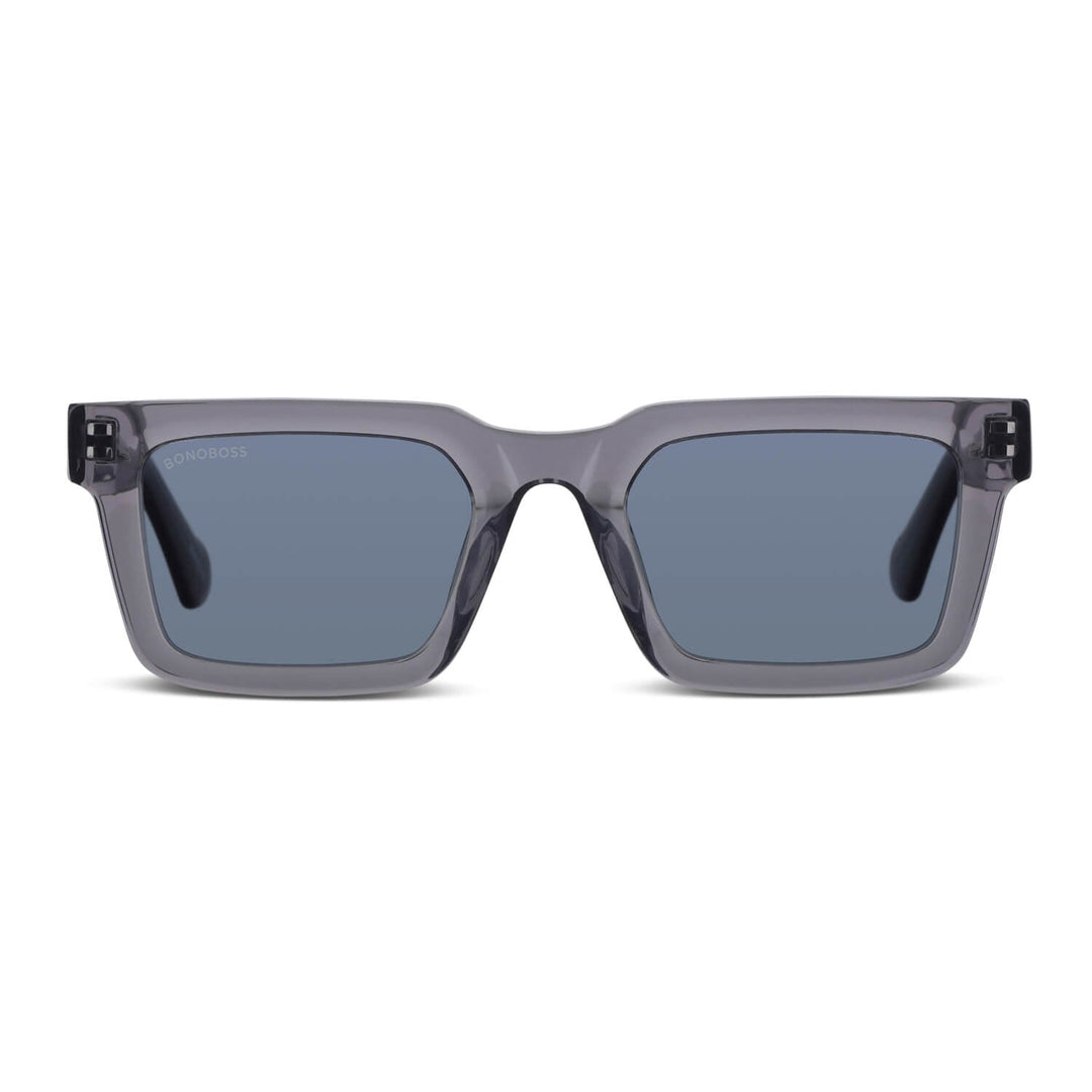 Sunglasses polarized for men and women rectangular clear cristal blue larges for round face Bonoboss #color_transparente-gris
