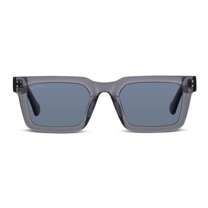 Sunglasses polarized for men and women rectangular clear cristal blue larges for round face Bonoboss #color_transparente-gris