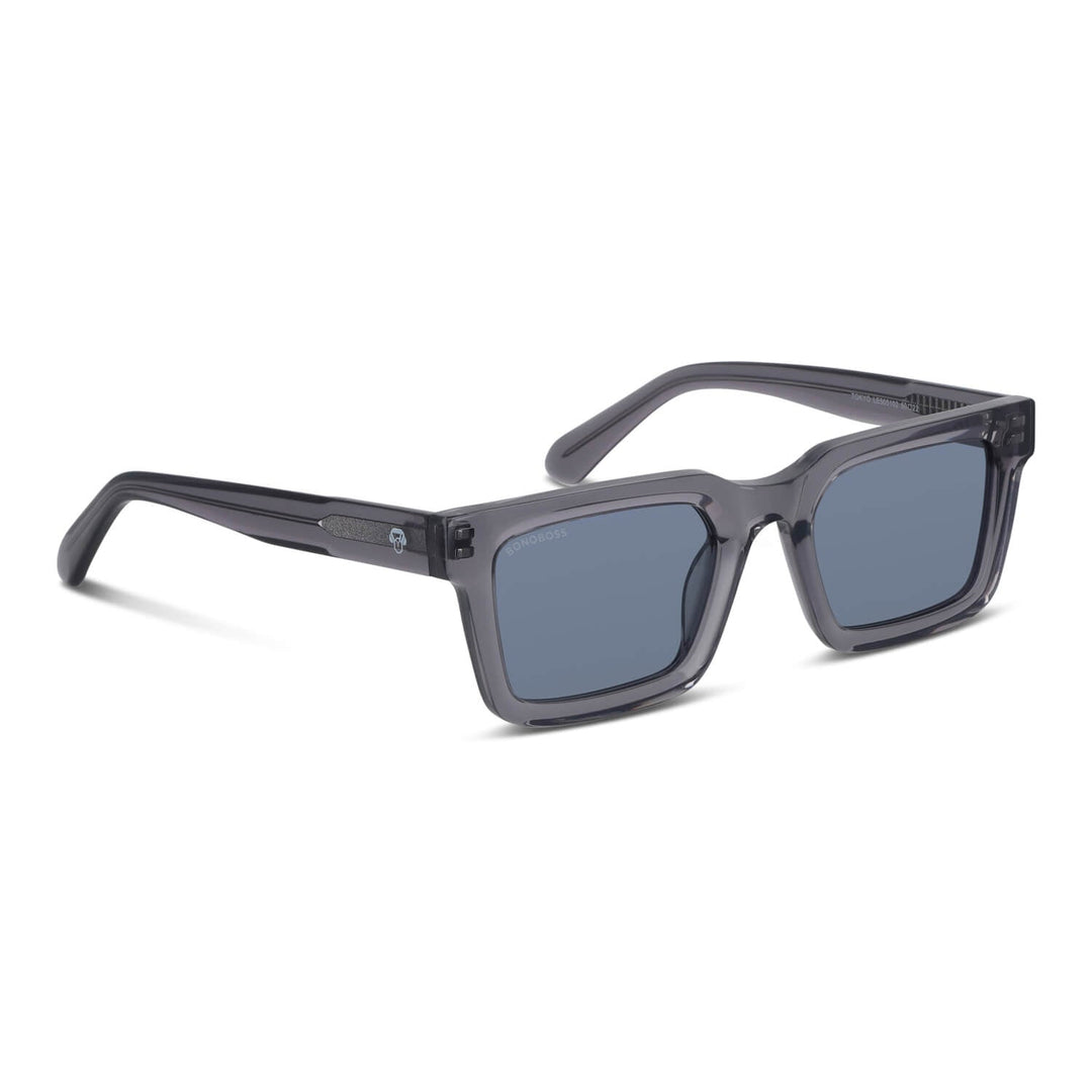 Sunglasses polarized for men and women rectangular clear cristal blue larges for round face Bonoboss #color_transparente-gris