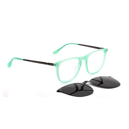 Erika Rayban azul lentes opticos con clip de sol magnetico polarizado con receta mayorista sustentable ecologico para homber y mujer vista angulada #color_green