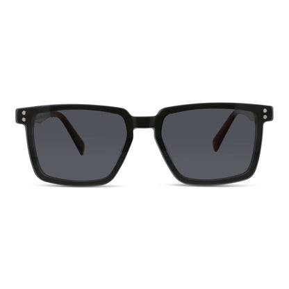 armazones opticos con clip de sol polarizado rectangulares marco optico acetato sustentable biodegradable para hombre y mujer de cara redonda grande vista frontal de color #color_carey