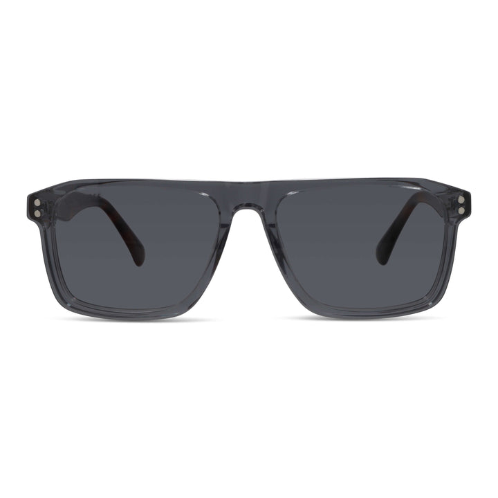 Eyeglasses frames optical frames with sun clip-on polarized rectangular larges in sustainable acetate biodegradable a angled view of the color Bonoboss #color_transparente
