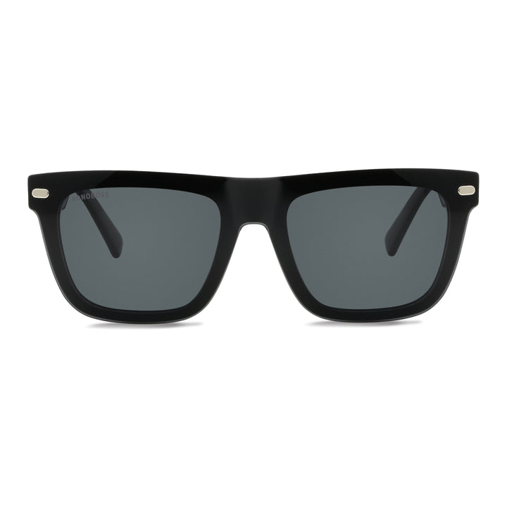 Eyeglasses eyewear opticas lenses frames polarized sun clip-on plastic sustainable acetate recycled xl extra large prescription moda men women round face large Bonoboss #color_negro