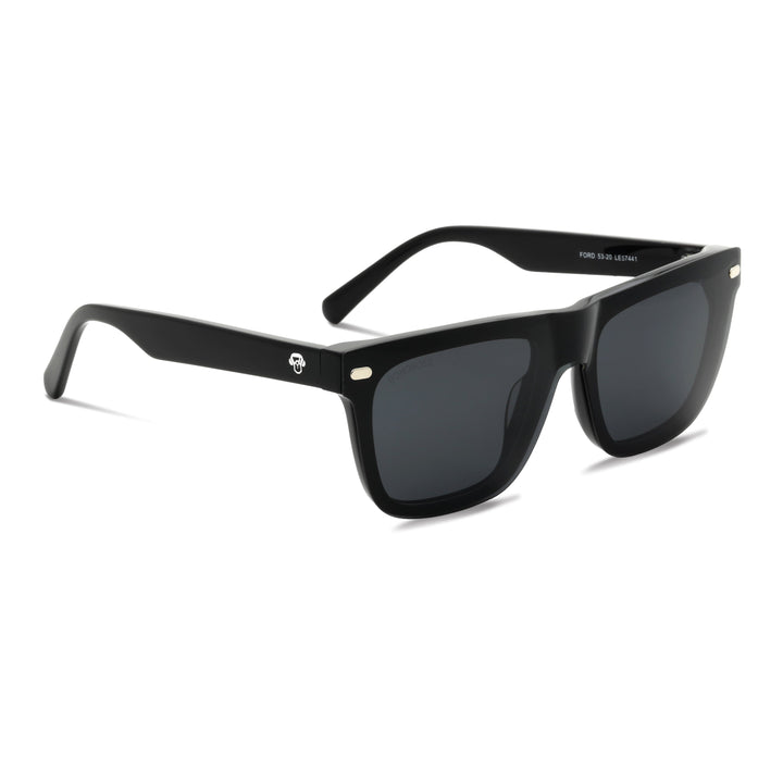 Eyeglasses eyewear opticas lenses frames polarized sun clip-on plastic sustainable acetate recycled xl extra large prescription moda men women round face large Bonoboss #color_negro