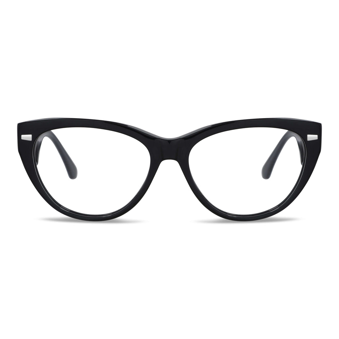 Eyeglasses eyewear opticas lenses frames polarized sun clip-on plastic sustainable acetate recycled prescription moda men women front view optical frames for women round face large Bonoboss #color_negro