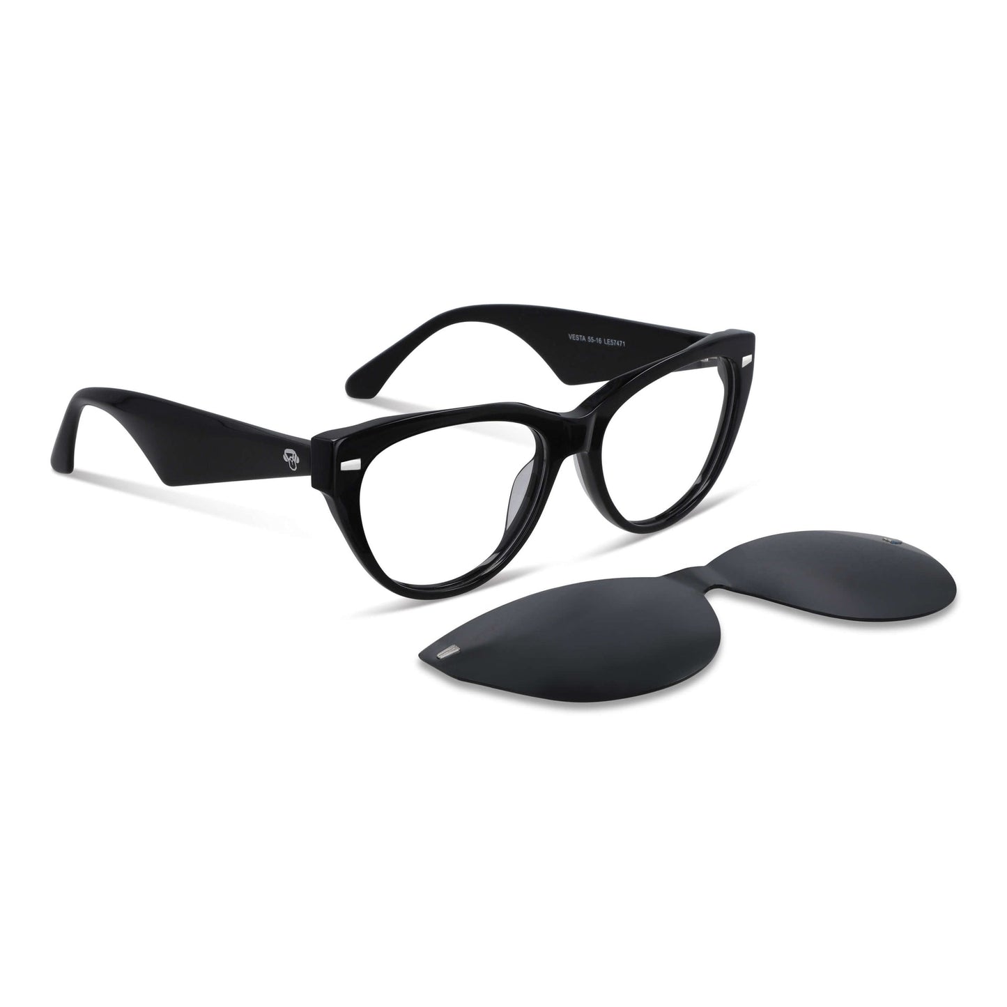 anteojos gafas opticas lentes armazones clip sol polarizado plastico acetato sustentable reciclado con receta moda hombre mujer vista angunlada marcos opticos para mujer de cara redonda grande con clip #color_negro