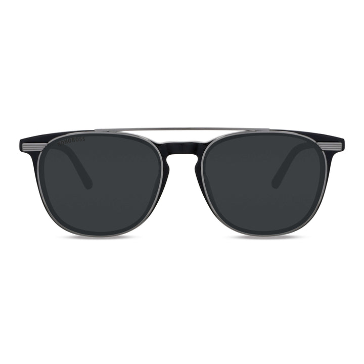 Optical frames round for men and women with sun clip-on polarized marca bonoboss sustainable optical wholesale #color_negro