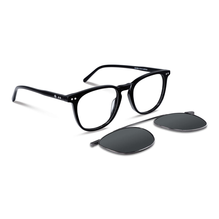 Optical frames round for men and women with sun clip-on polarized marca bonoboss sustainable optical wholesale #color_negro