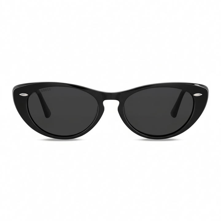 Front view unos eyeglasses black agate pattern retro with tachas metalicas in the costados in acetate recycled sustainable biodegradable for men and women Bonoboss #color_negro