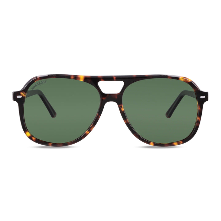 Front view unos sunglasses oversized tortoise with lenses greens g15 forma aviador clasica moda for men and women Bonoboss #color_carey