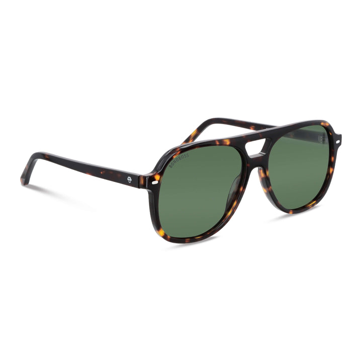 Side view unos sunglasses oversized tortoise with lenses greens g15 forma aviador clasica moda for men and women Bonoboss #color_carey