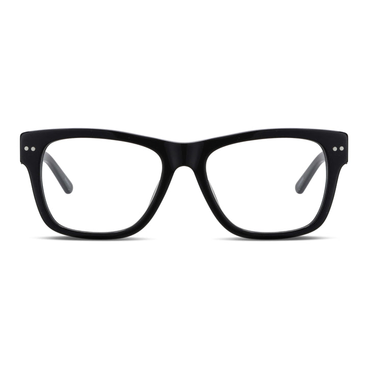 Front view unos eyeglasses or frames optical moda blacks and forma square gruesos for men men women round face optical multifocales bifocales prescription mayorista distribuidor sustainables Bonoboss #color_negro