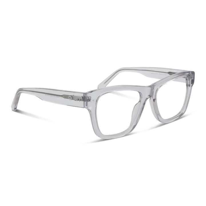 Side view or angled unos eyeglasses or optical frames for men and women moda clear Bonoboss #color_transparente