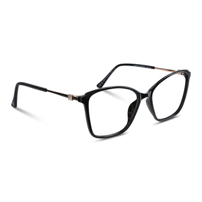 anteojos opticos para mujer de cara redonda grande con acetato de color negro vista lateral. Distribuidor mayorista de opticas lentes plastico reciclado#color_negro