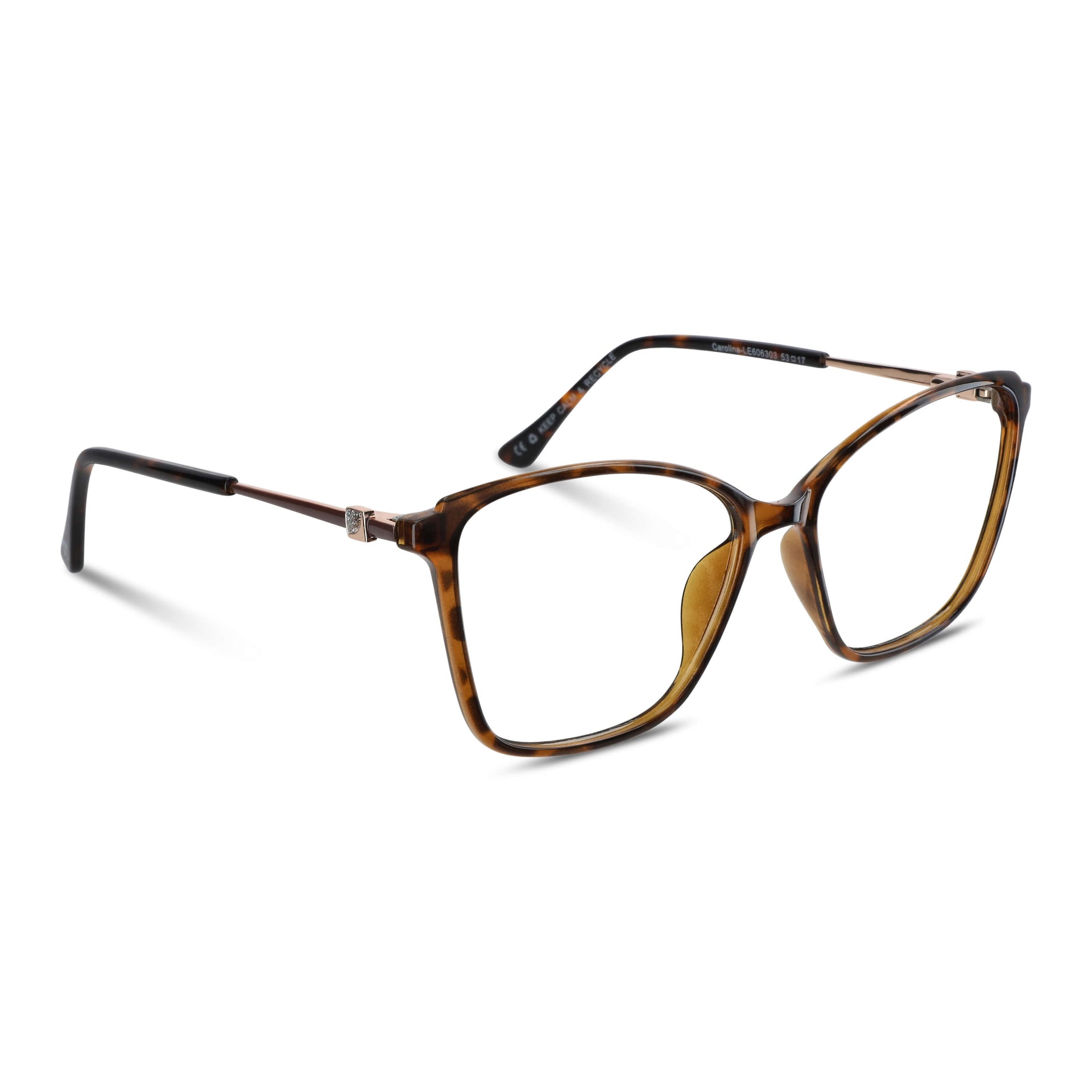 anteojos opticos para mujer de cara redonda grande con acetato de color carey. Distribuidor mayorista de opticas lentes plastico reciclado vista lateral#color_carey