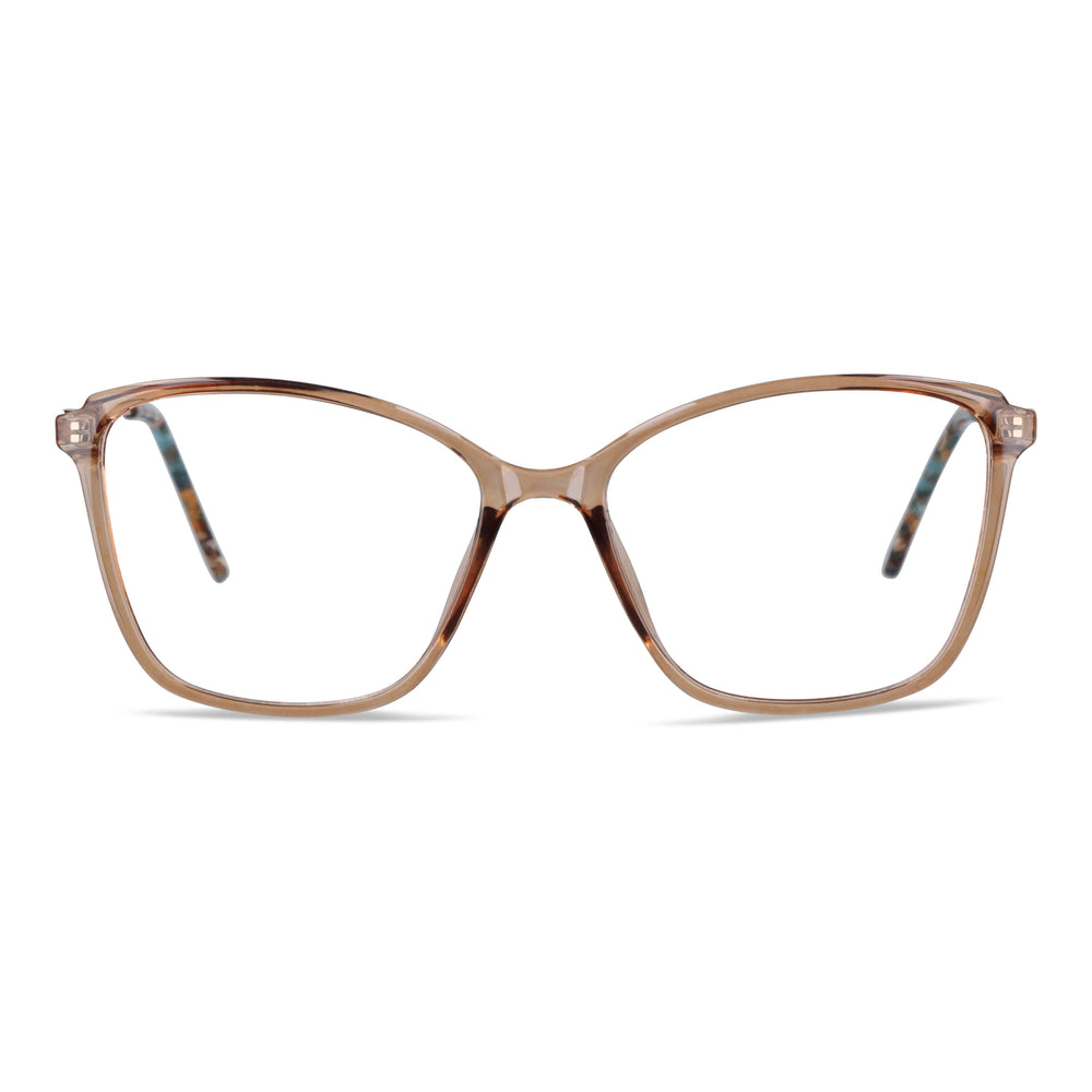 Eyeglasses optical for women round face large with acetate color durazno front view. distribuidor optical wholesale lenses recycled plastic Bonoboss #color_champagne