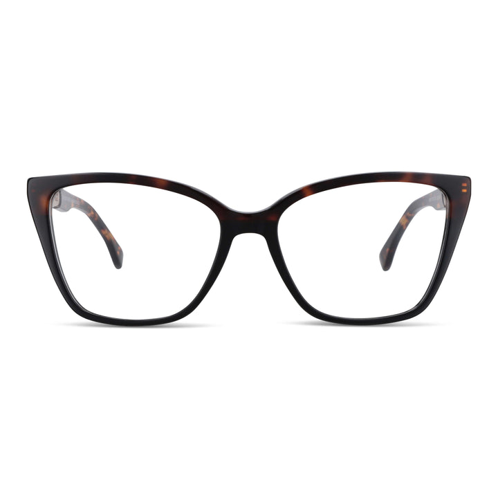 Eyeglasses agate pattern lenses optical cat eye for women round face large in acetate and stainless steel Bonoboss #color_carey
