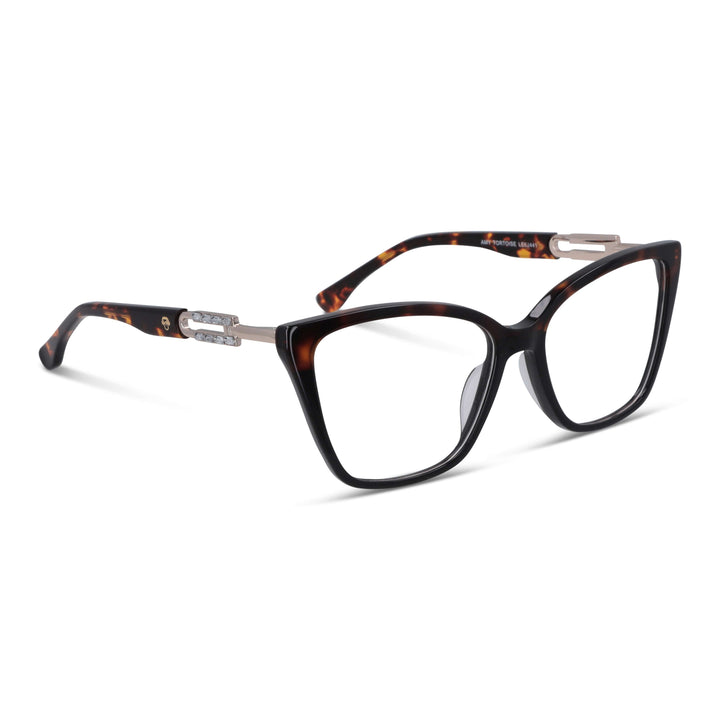 Eyeglasses agate pattern lenses optical cat eye for women round face large in acetate and stainless steel Bonoboss #color_carey