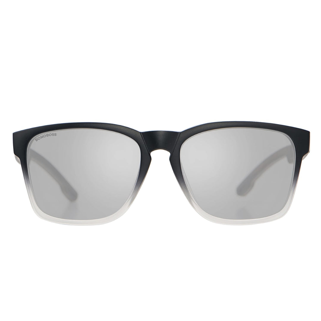 Sunglasses rectangular polarized black for men and women with color lenses mirrored silver Bonoboss #color_espejado-gris