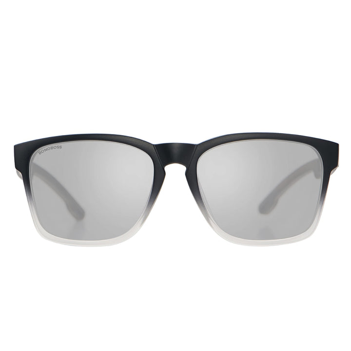 Sunglasses rectangular polarized black for men and women with color lenses mirrored silver Bonoboss #color_espejado-gris