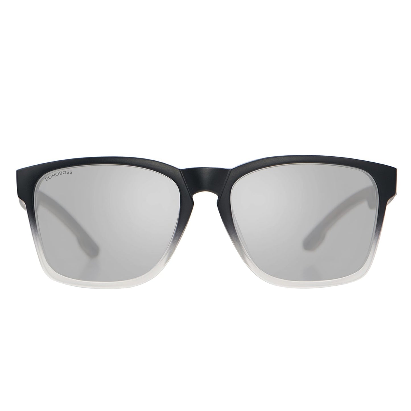 anteojos de sol rectangulares polarizados negros para hombre y mujer con lentes de color espejado plateado #color_espejado-gris 