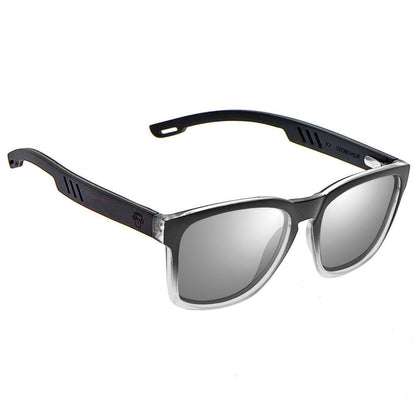 anteojos de sol rectangulares polarizados negros para hombre y mujer con lentes de color espejado plateado #color_espejado-gris 