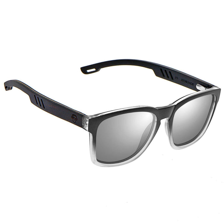 Sunglasses rectangular polarized black for men and women with color lenses mirrored silver Bonoboss #color_espejado-gris