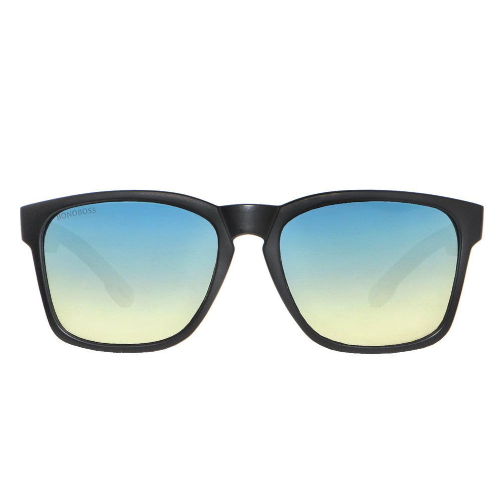 Sunglasses rectangular polarized black for men and women with color lenses sky Bonoboss #color_degrade-azul