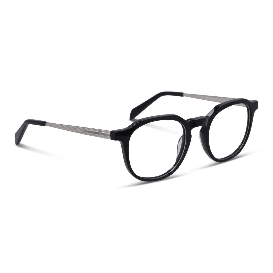 Eyeglasses frames optical octagonales geometricos men women sustainable acetate Bonoboss #color_negro