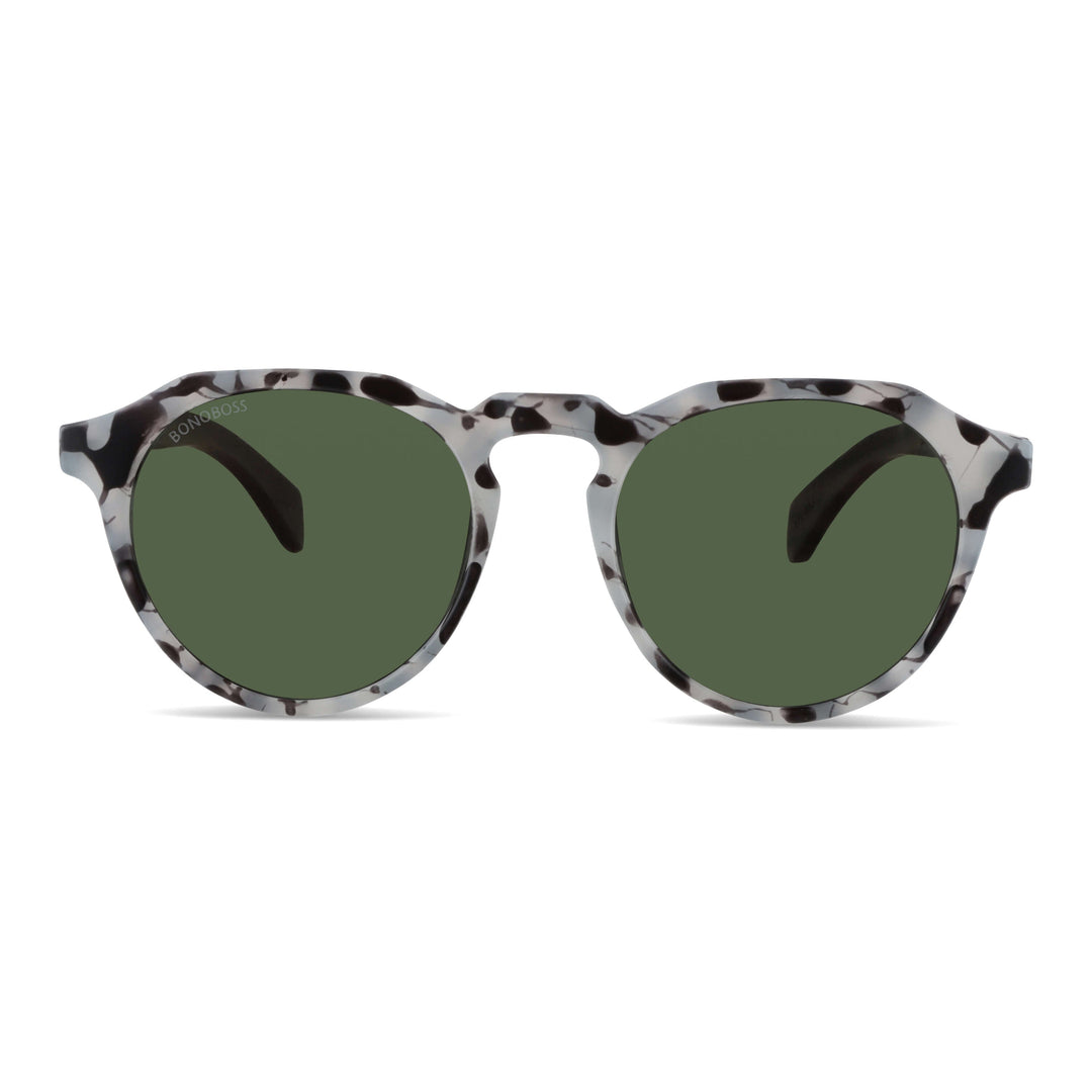 Sunglasses hexagonales polarized with wooden temples men and women. front view eyewear polarized color gray marble with color lenses g15 Bonoboss #color_gris