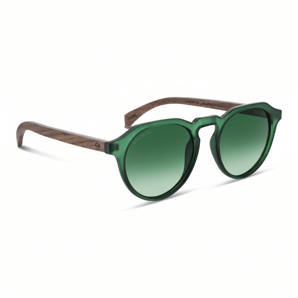 Sunglasses hexagonales polarized with wooden temples men and women with color lenses green or g15 Bonoboss #color_carey