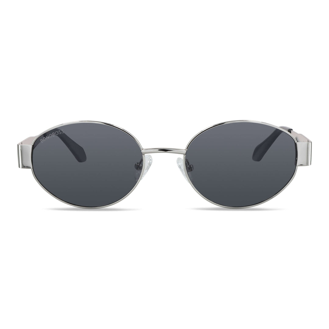 Front view sunglasses metal moda round for women color Bonoboss #color_silver