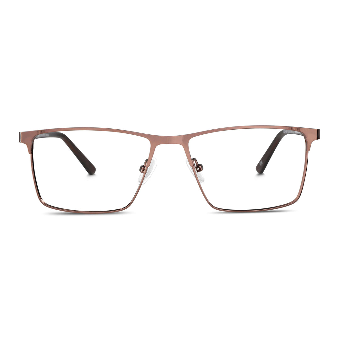 Marcos frames optical metalicos rectangular color café for men and women round face large. lenses por mayor distribuidora opticas. Bonoboss #color_brown