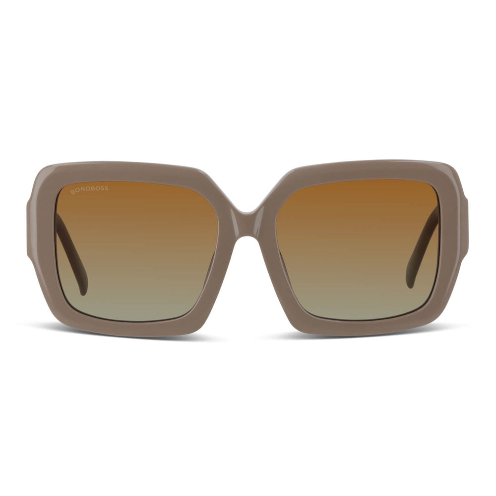 Alaska brown polarized sunglasses, front view, bio-acetate frame, polarized UV400 lenses #color_brown