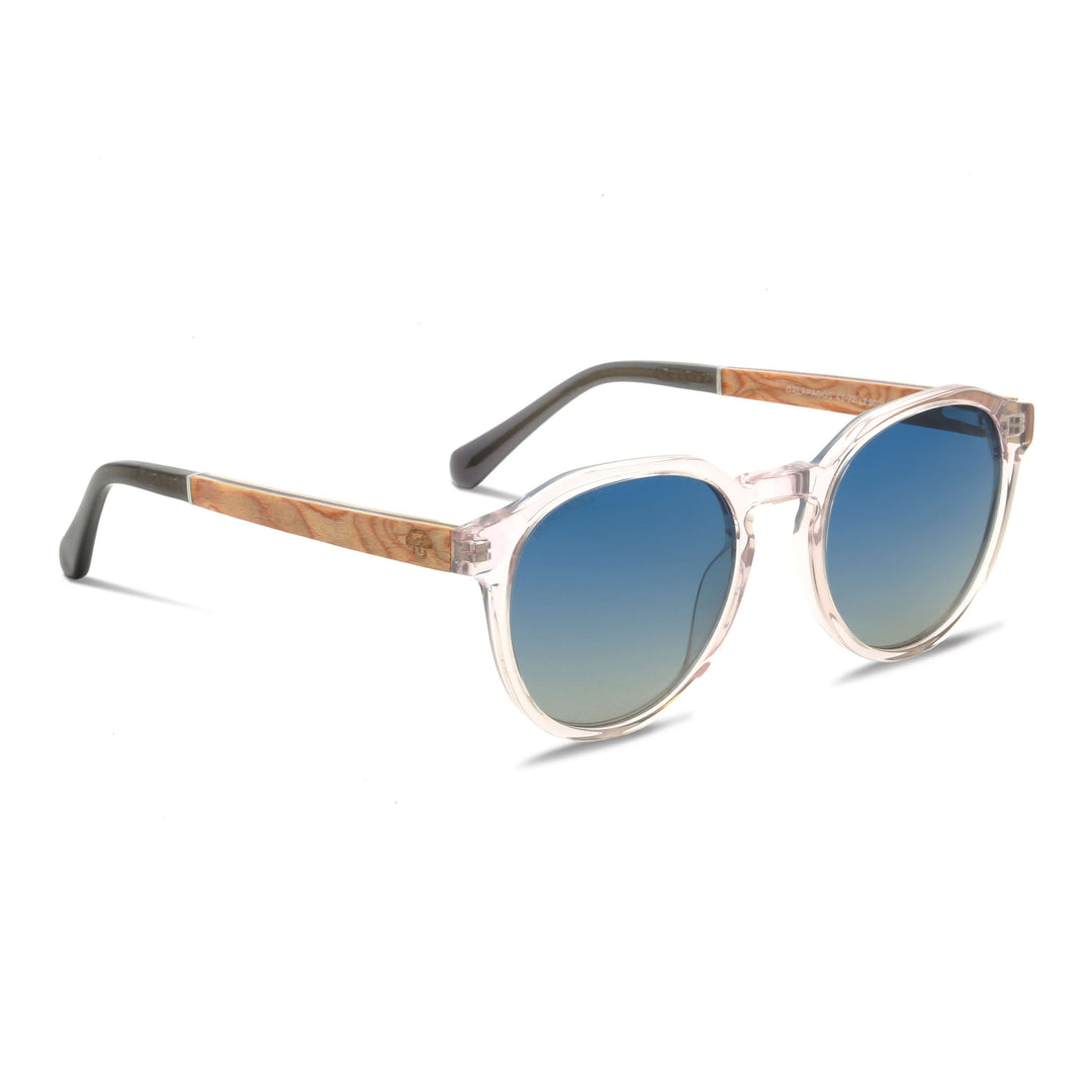 Eyeglasses acetate and recycled wood with lenses polarized for men and women sustainables Bonoboss #color_transparente