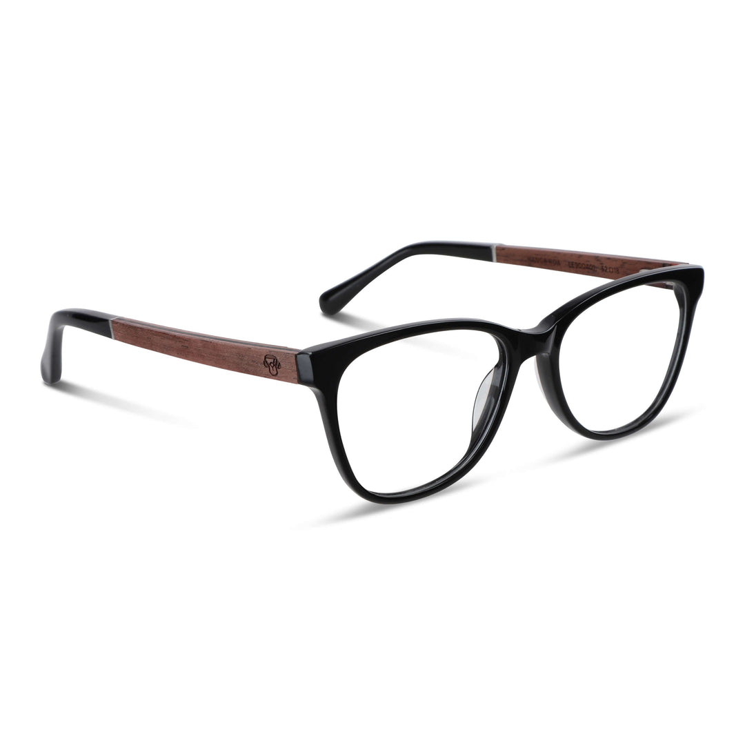 Lenses agate pattern acetate sustainable wood men women round face mayorista optica prescription mayorista distribuidor Bonoboss #color_negro