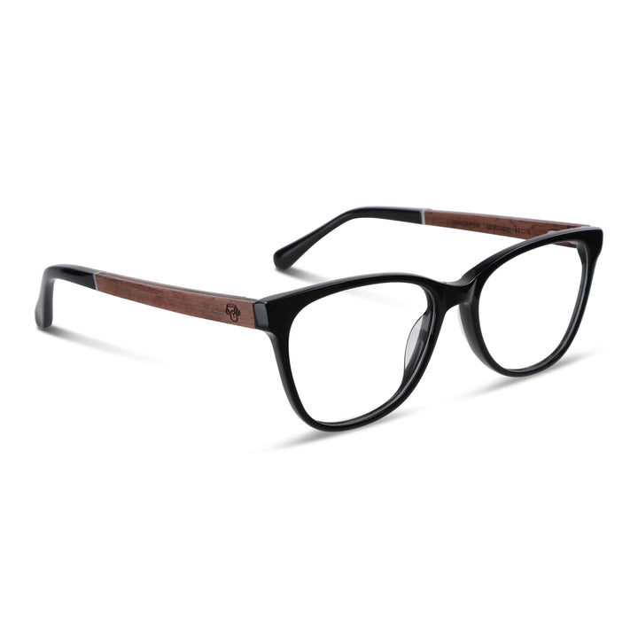 Lenses agate pattern acetate sustainable wood men women round face mayorista optica prescription mayorista distribuidor Bonoboss #color_negro
