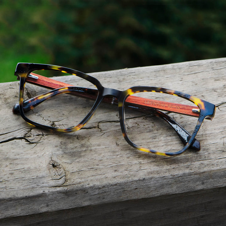 Marcos lenses optical square tortoise pata wood blue light filter men women Bonoboss #color_marble