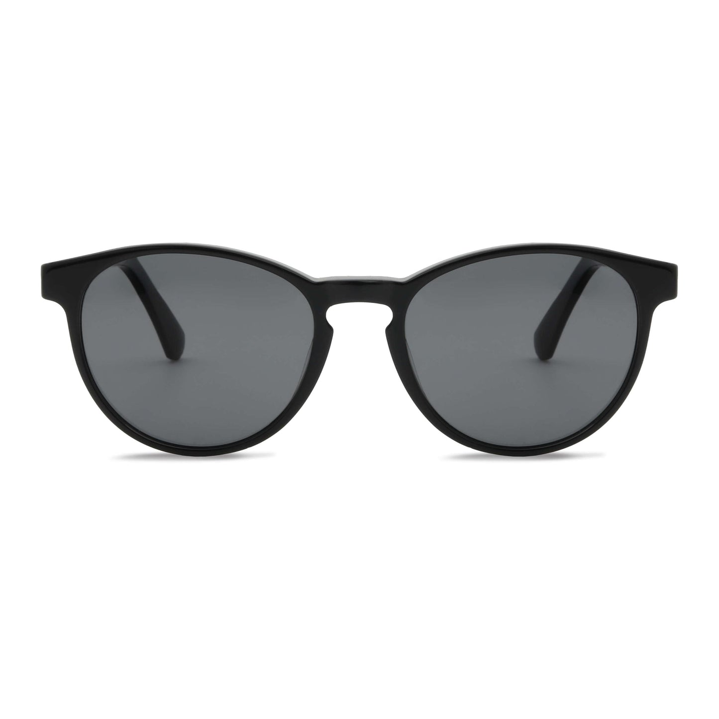 anteojos lentes de sol polarizados para hombre y mujer en material acetato biodegradable sustentable de moda para hombre y mujer forma redonda de color negro con patas de madera natural #color_black