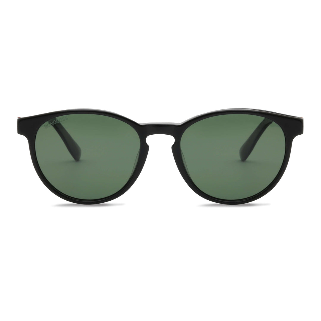 Eyeglasses sunglasses polarized for men and women in material acetate biodegradable sustainable moda for men and women forma redonda black with wooden temples natural Bonoboss #color_g15
