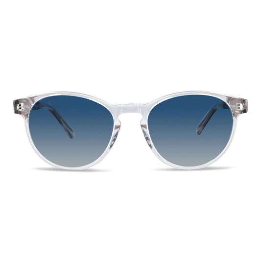 anteojos lentes de sol polarizados para hombre y mujer en material acetato biodegradable sustentable de moda para hombre y mujer forma redonda de color transparente #color_degrade-azul