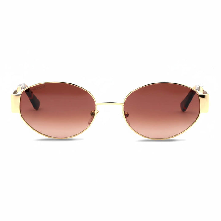 Eyeglasses sunglasses lenses polarized golds with brown geometricos moda front view moda italiana originales diseñador Bonoboss #color_brown