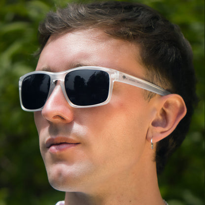 lentes anteojos de sol de platico reciclado rectangulares clasicos color transparente para mujer y hombre #color_transparente